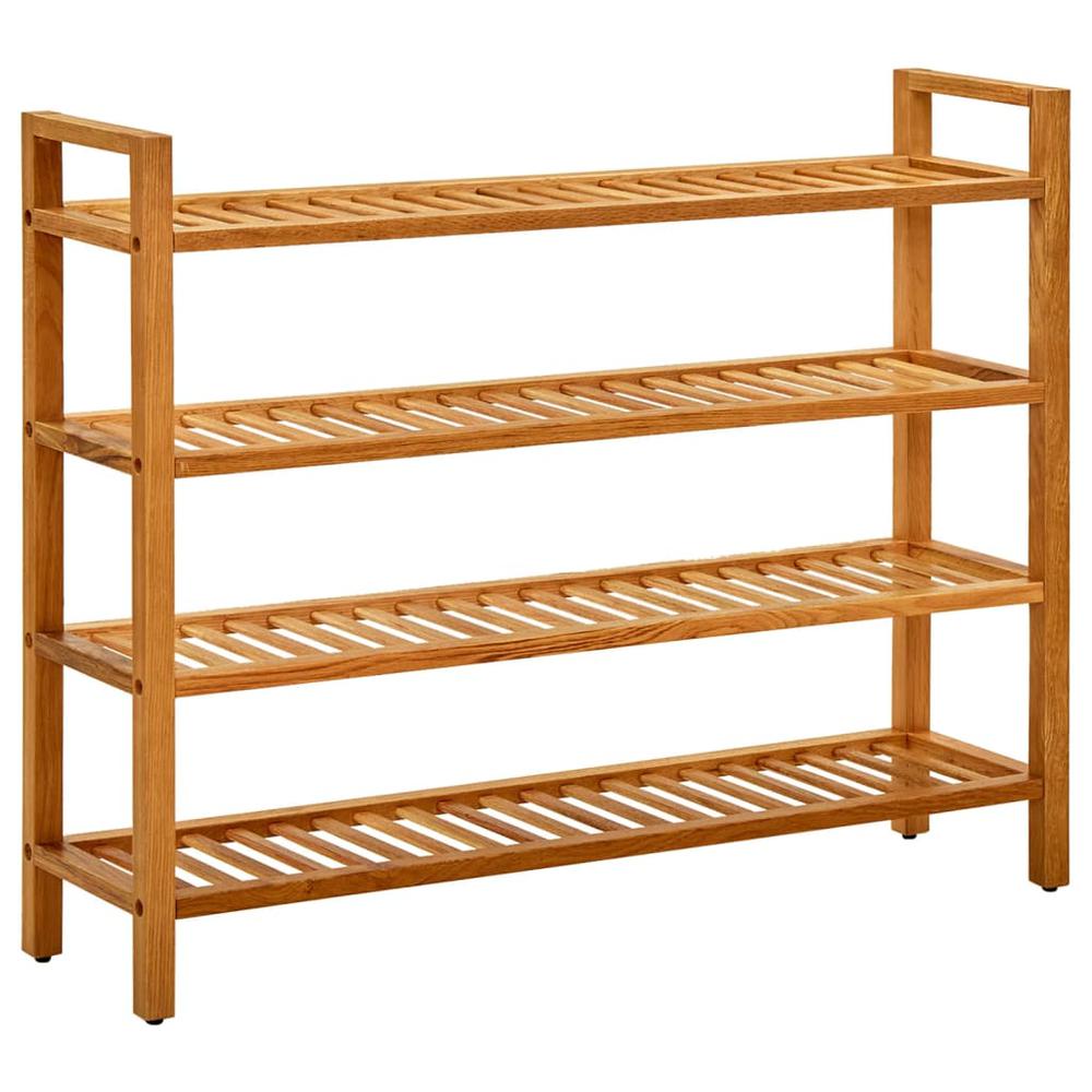 vidaXL Shoe Rack with 4 Shelves 39.4"x10.6"x31.5" Solid Oak Wood. Picture 1