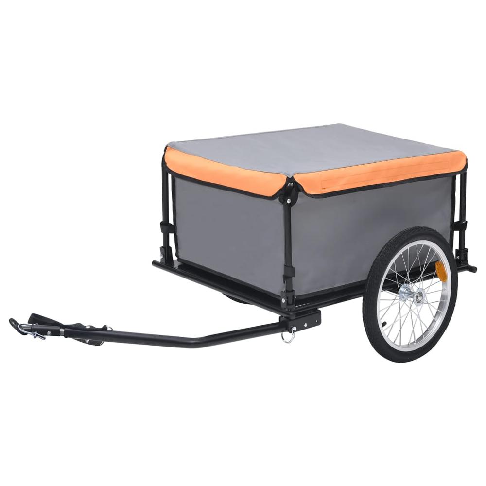 vidaXL Bike Cargo Trailer Gray and Orange 143.3 lb. Picture 1