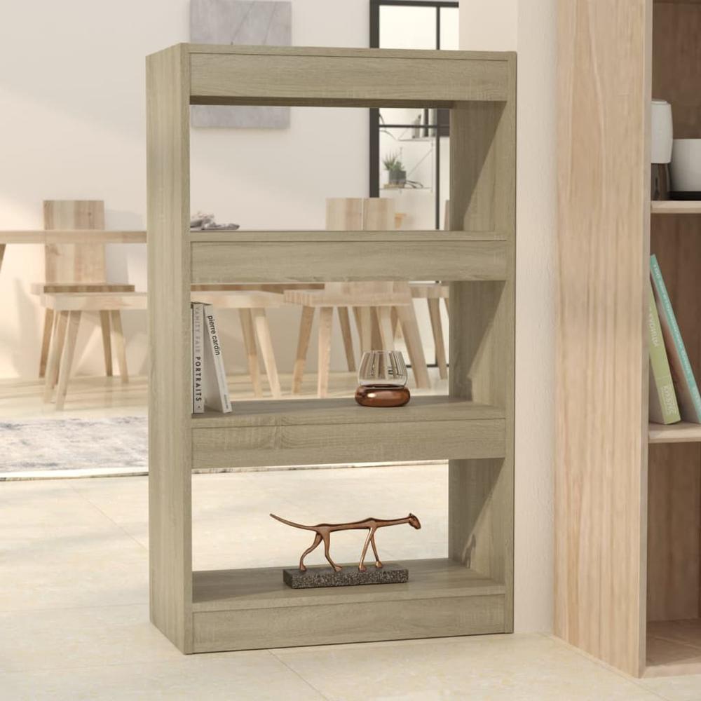 vidaXL Book Cabinet/Room Divider Sonoma Oak 23.6"x11.8"x40.6" Engineered Wood. Picture 1