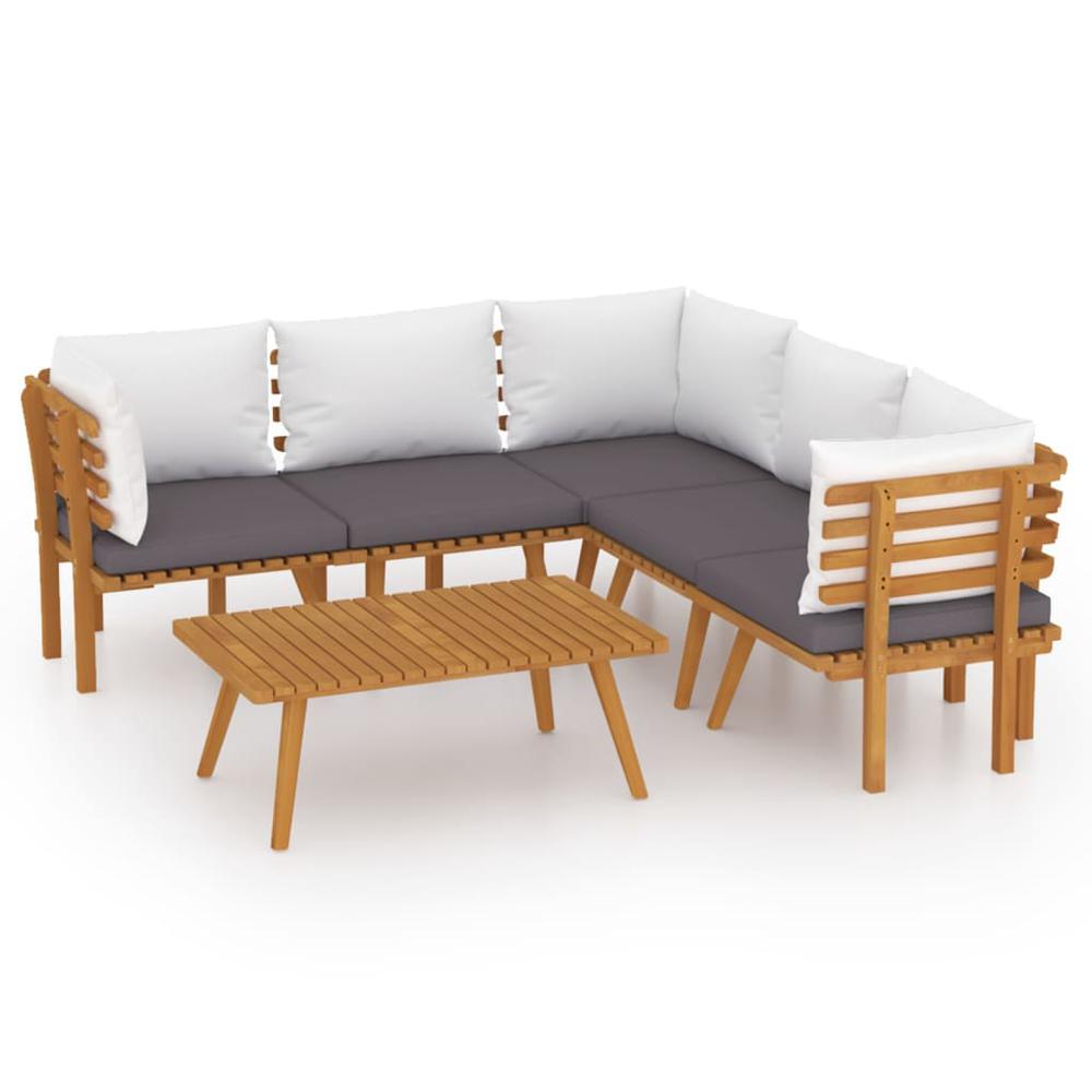 vidaXL 6 Piece Patio Lounge Set with Cushions Solid Acacia Wood, 3087014. Picture 2