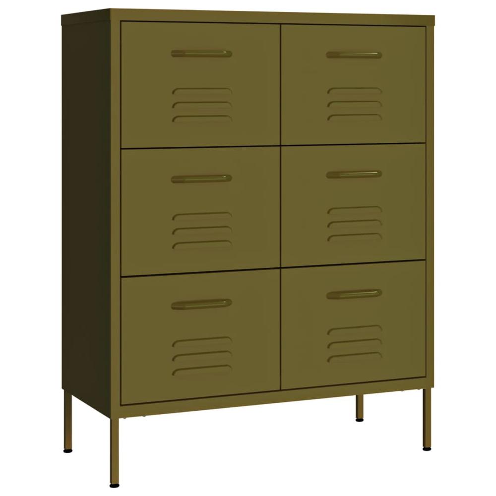 vidaXL Drawer Cabinet Olive Green 31.5"x13.8"x40" Steel. Picture 2