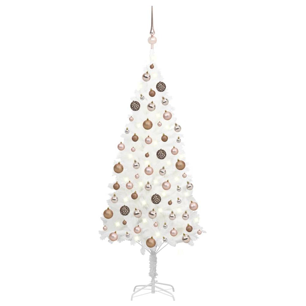 vidaXL Artificial Christmas Tree with LEDs&Ball Set White 47.2", 3077632. Picture 1