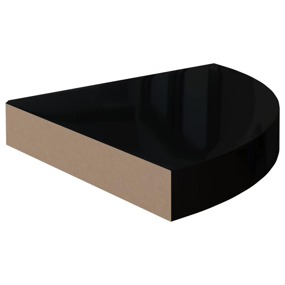 vidaXL Floating Corner Shelf High Gloss Black 9.8"x9.8"x1.5" MDF. Picture 4