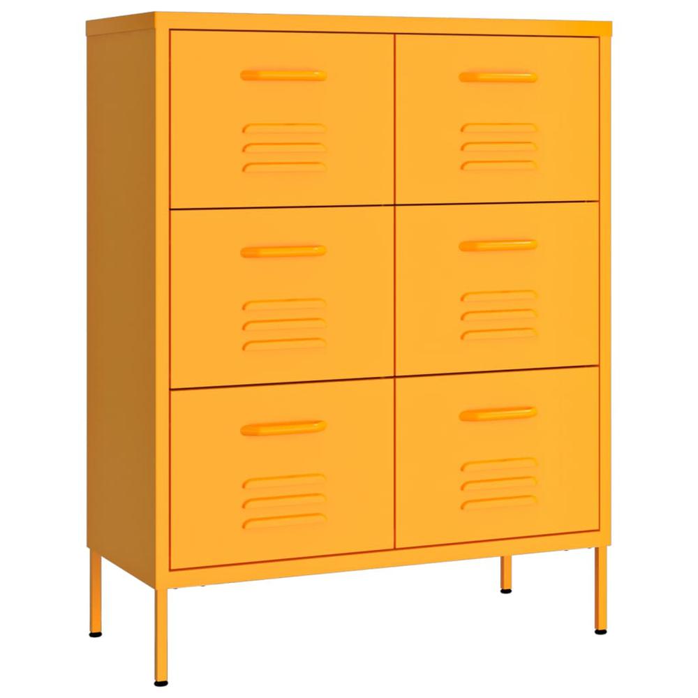 vidaXL Drawer Cabinet Mustard Yellow 31.5"x13.8"x40" Steel. Picture 2
