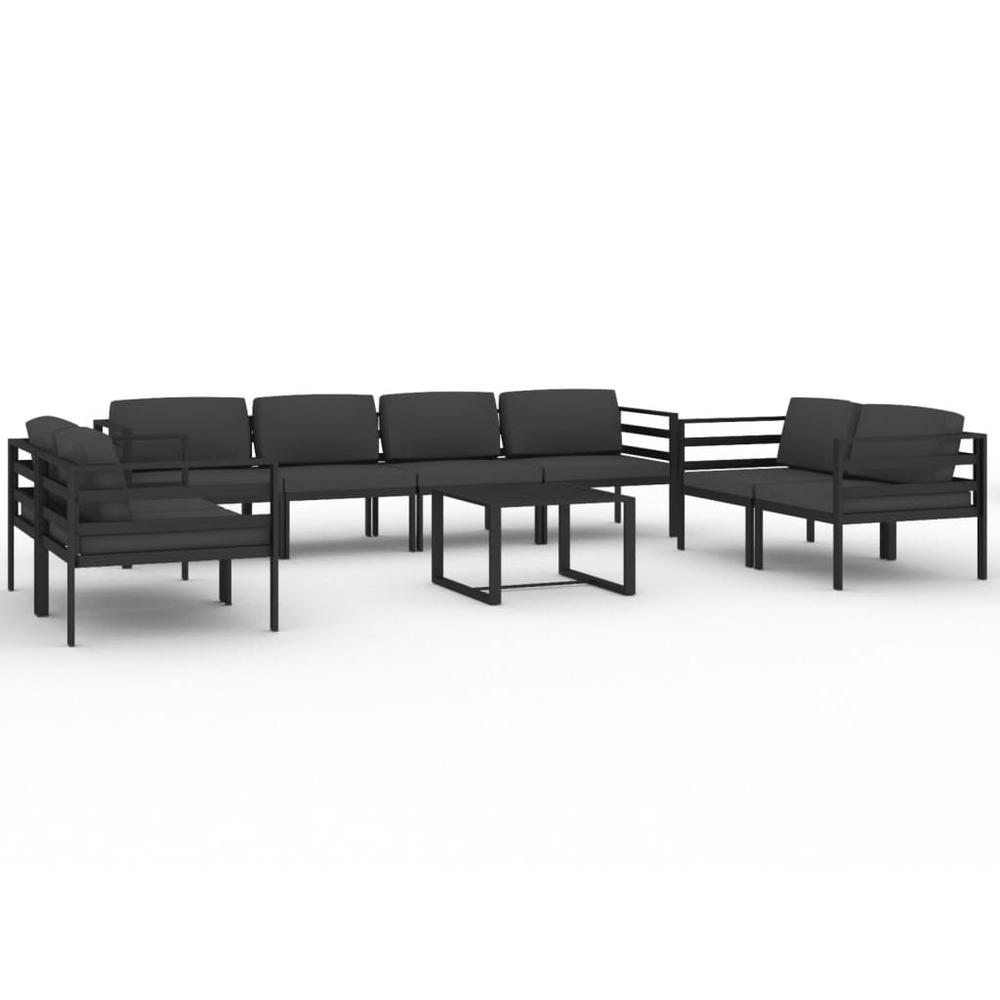 vidaXL 9 Piece Patio Lounge Set with Cushions Aluminum Anthracite, 3107799. Picture 2