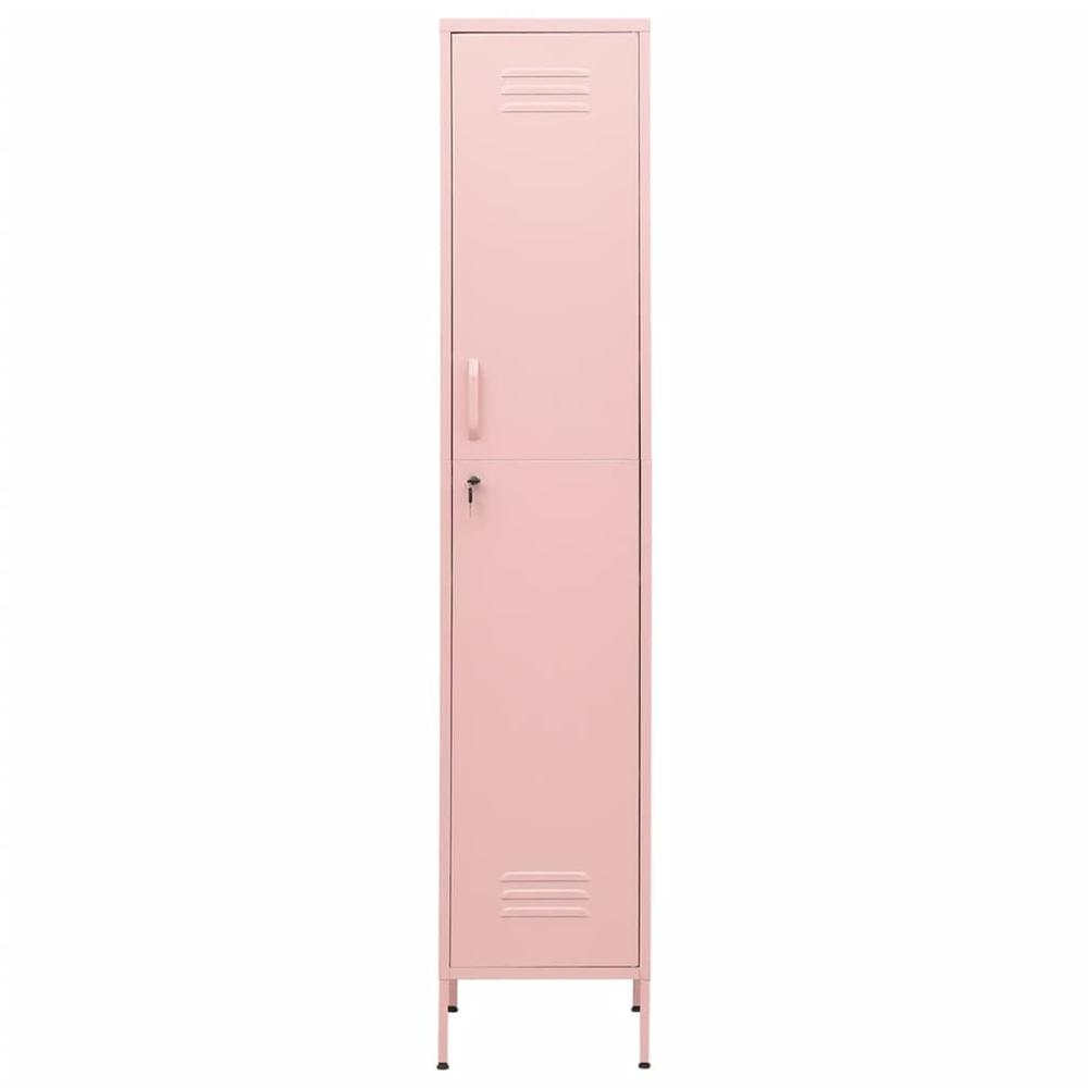 vidaXL Locker Cabinet Pink 13.8"x18.1"x70.9" Steel. Picture 3