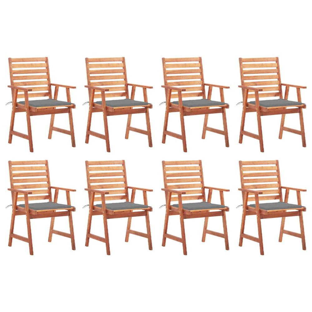 vidaXL Patio Dining Chairs 8 pcs with Cushions Solid Acacia Wood, 3078375. Picture 1