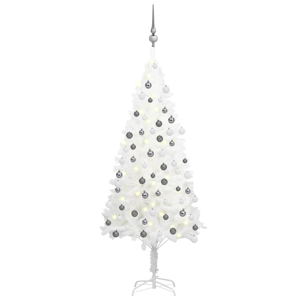 vidaXL Artificial Christmas Tree with LEDs&Ball Set White 47.2", 3077718. Picture 1