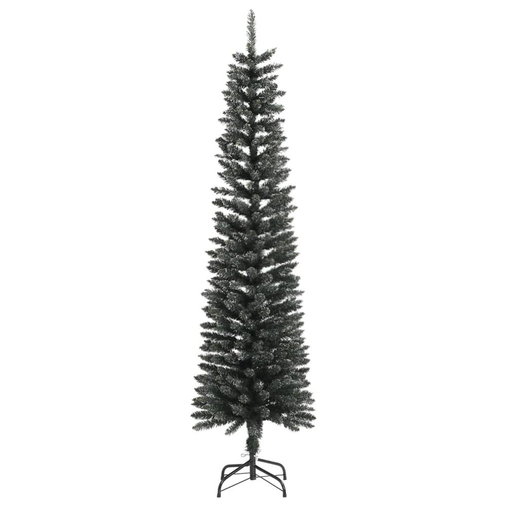 vidaXL Artificial Slim Christmas Tree with Stand Green 70.9" PVC. Picture 2