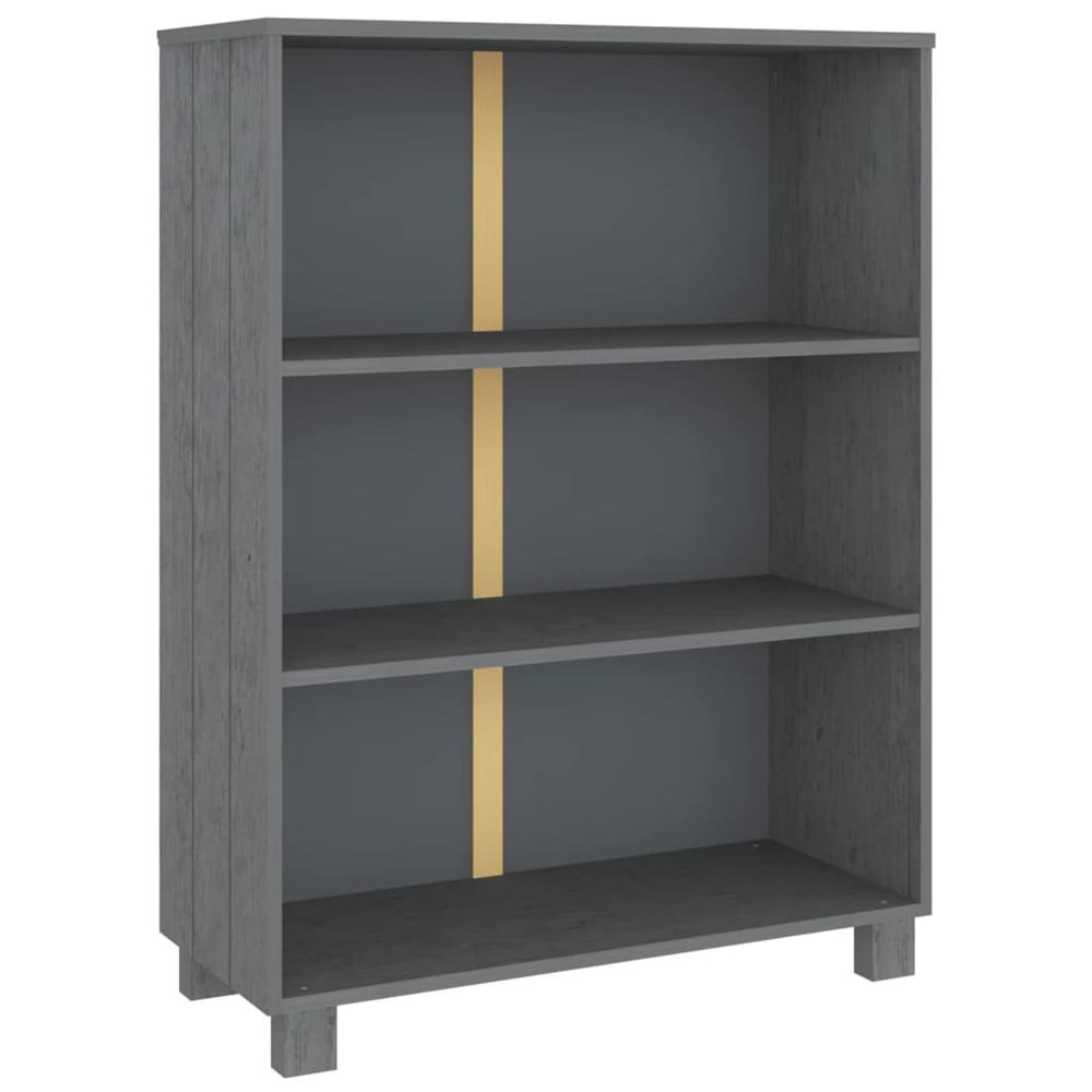 vidaXL Book Cabinet Dark Gray 33.5"x13.8"x44.1" Solid Wood Pine. Picture 2