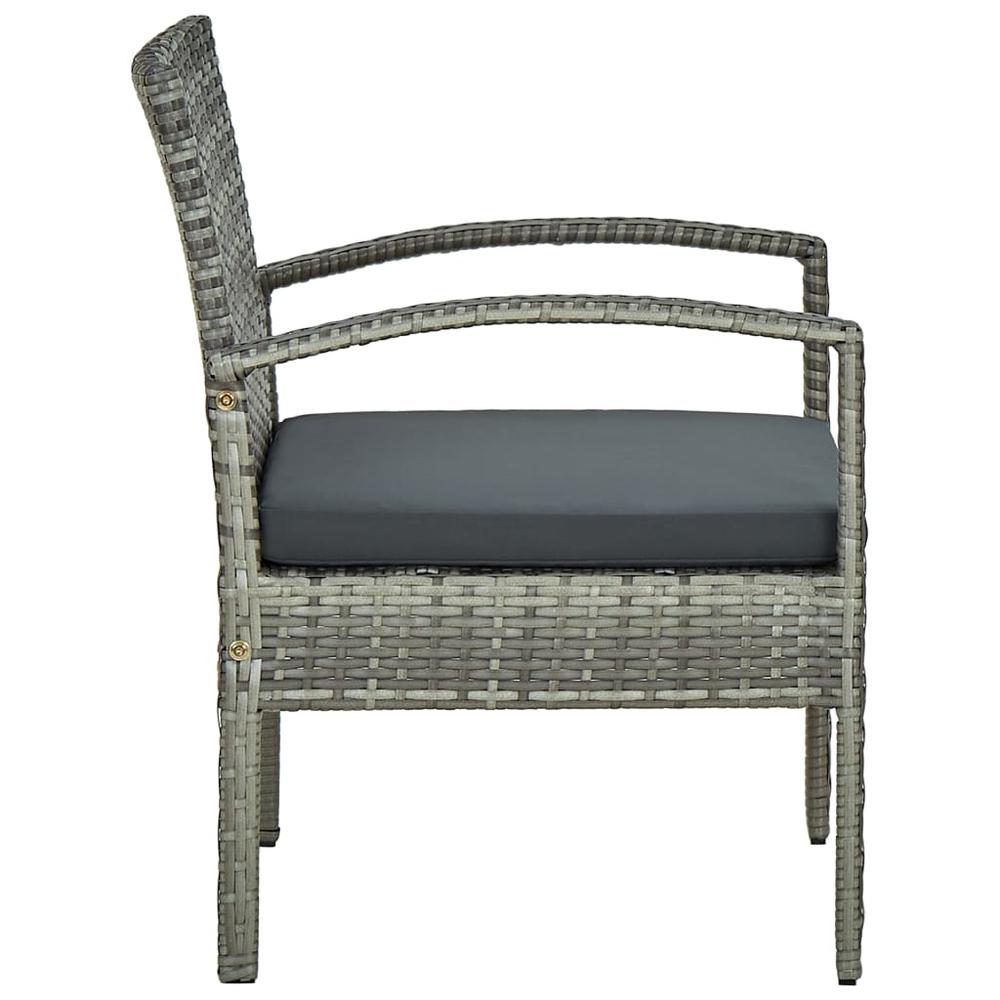 vidaXL Patio Chair with Cushion Poly Rattan Gray. Picture 3