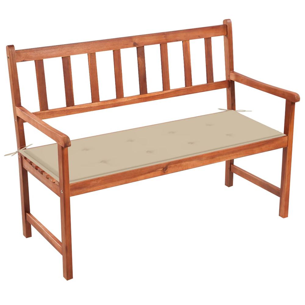 vidaXL Patio Bench with Cushion 47.2" Solid Acacia Wood, 3063771. Picture 1