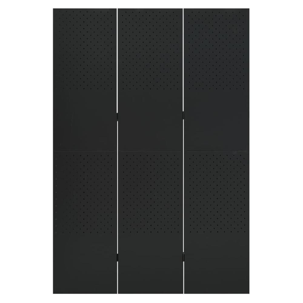 vidaXL 3-Panel Room Divider Black 47.2"x70.9" Steel. Picture 2