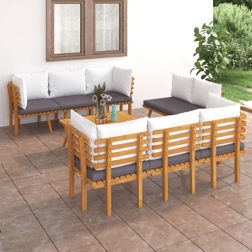 vidaXL 8 Piece Patio Lounge Set with Cushions Solid Acacia Wood, 3087013. Picture 1