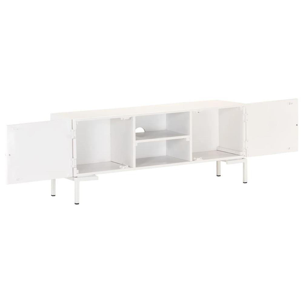 vidaXL TV Cabinet White 45.3"x11.8"x18.1" Solid Mango Wood. Picture 2