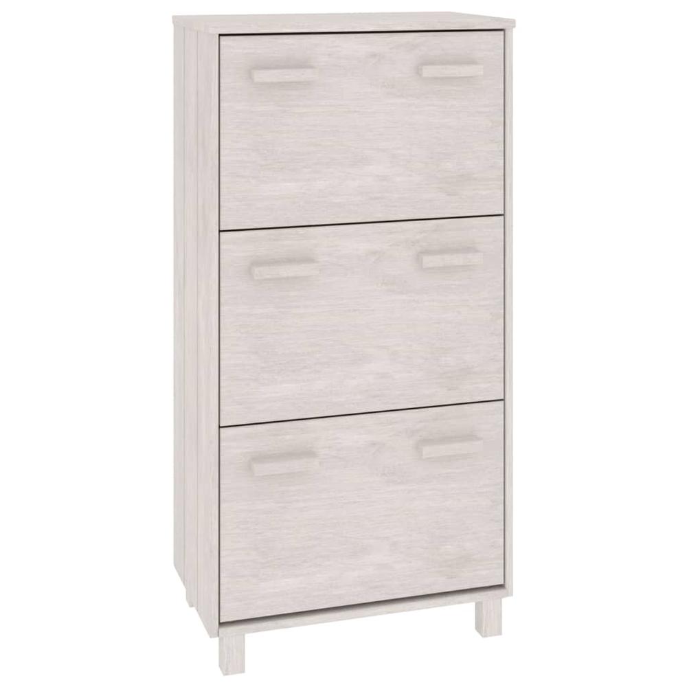vidaXL Shoe Cabinet White 23.4"x13.8"x46.1" Solid Wood Pine. Picture 2