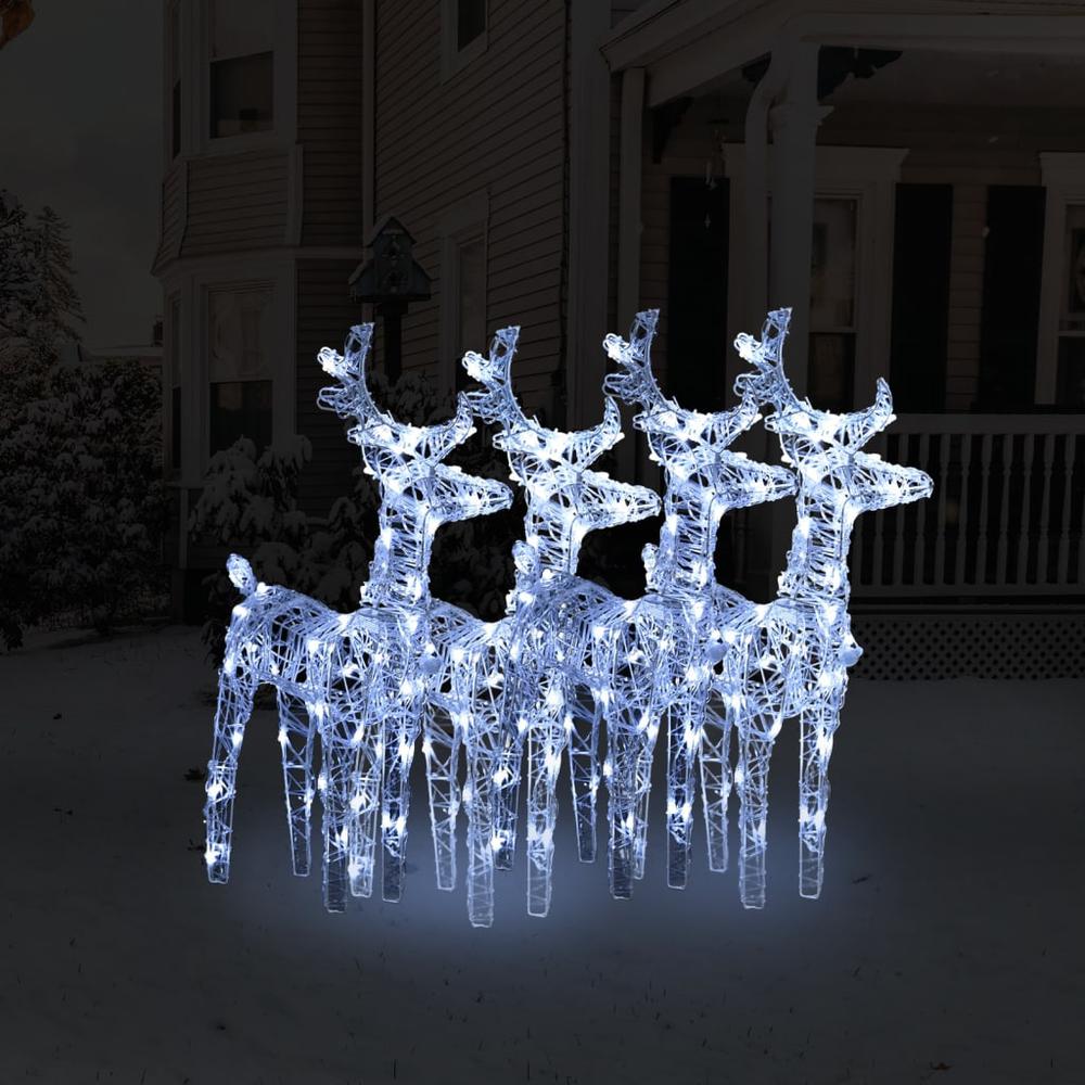 vidaXL Christmas Reindeers 4 pcs Cold White 160 LEDs Acrylic. Picture 1