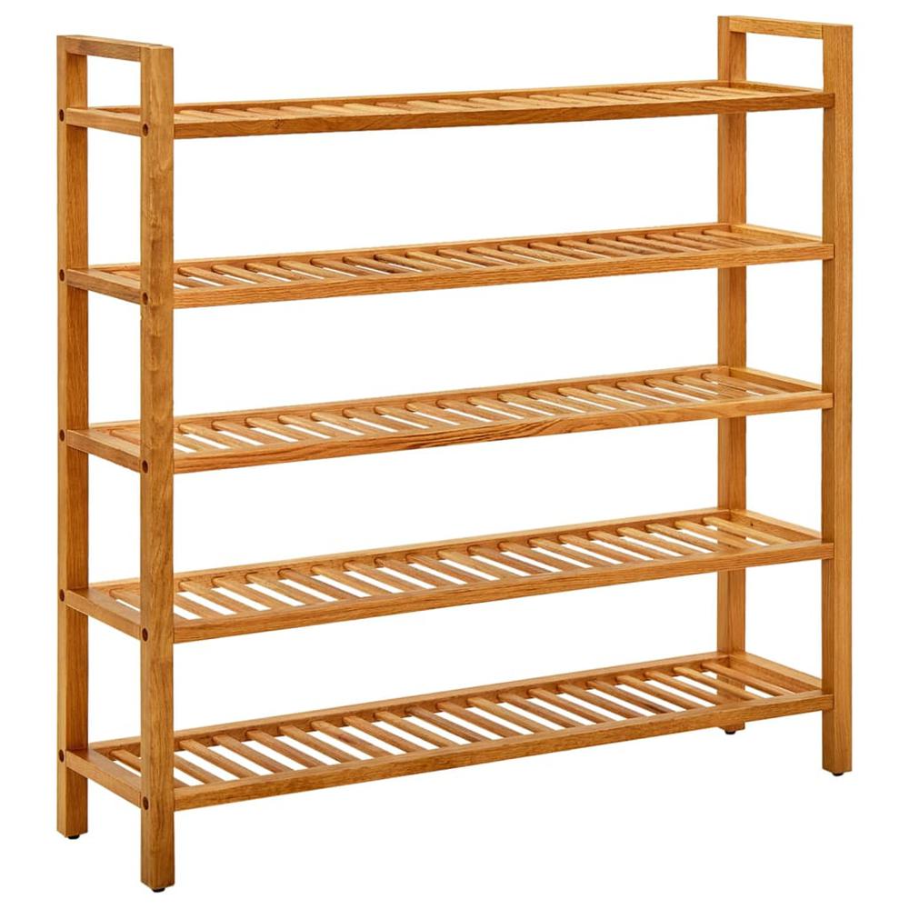vidaXL Shoe Rack with 5 Shelves 39.4"x10.6"x39.4" Solid Oak Wood. Picture 1