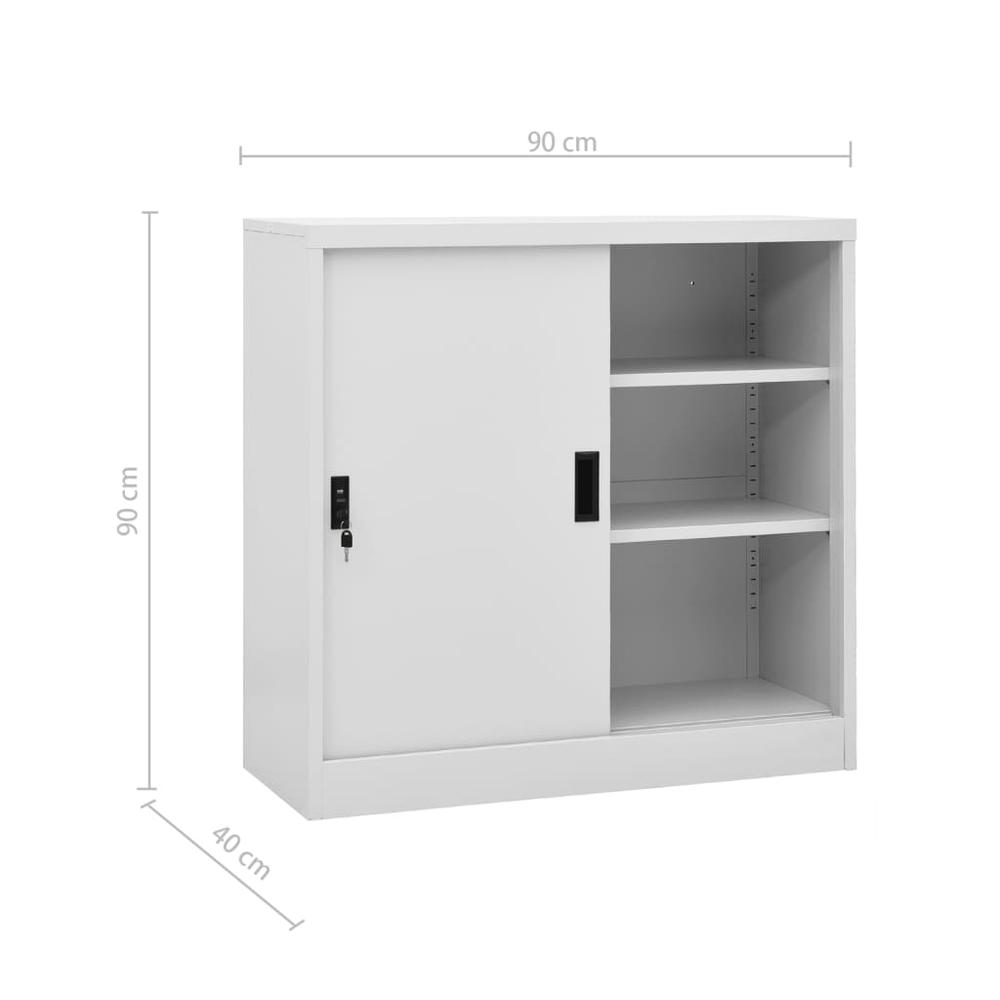 vidaXL Sliding Door Cabinet with Planter Box Light Gray Steel, 3095264. Picture 11