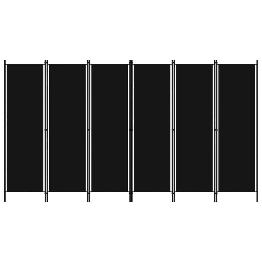 vidaXL 6-Panel Room Divider Black 118.1"x70.9". Picture 1