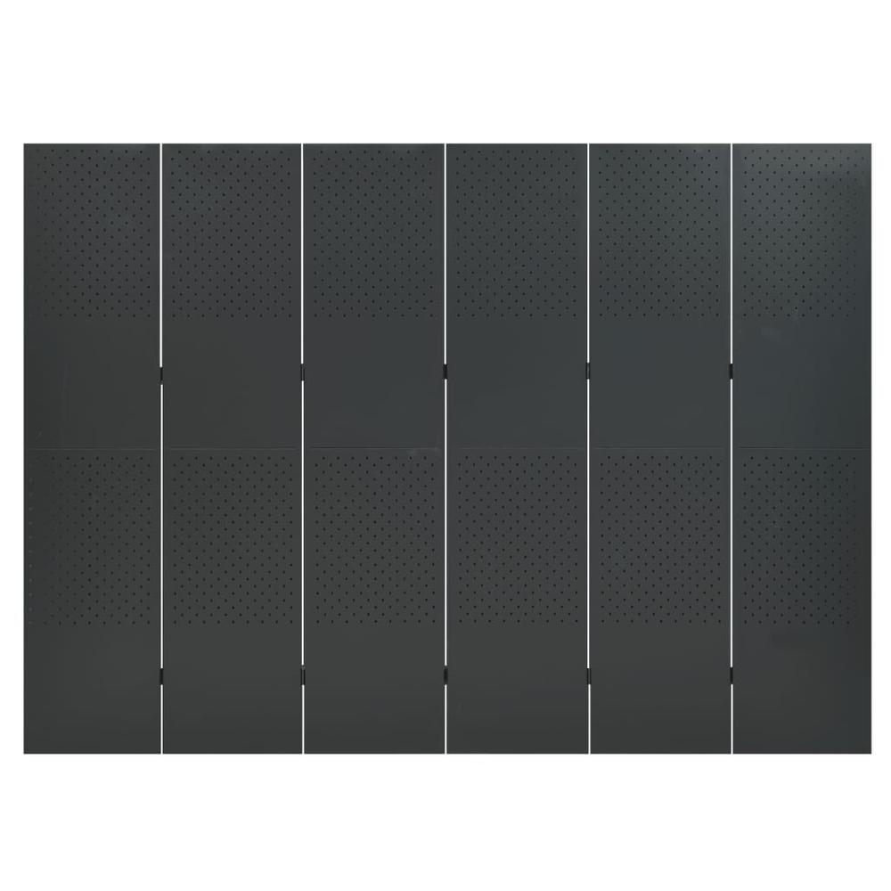 vidaXL 6-Panel Room Divider Anthracite 94.5"x70.9" Steel. Picture 2