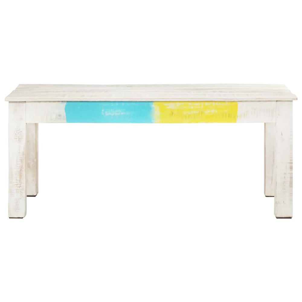 vidaXL Coffee Table White 43.3"x23.6"x17.7" Solid Mango Wood. Picture 2