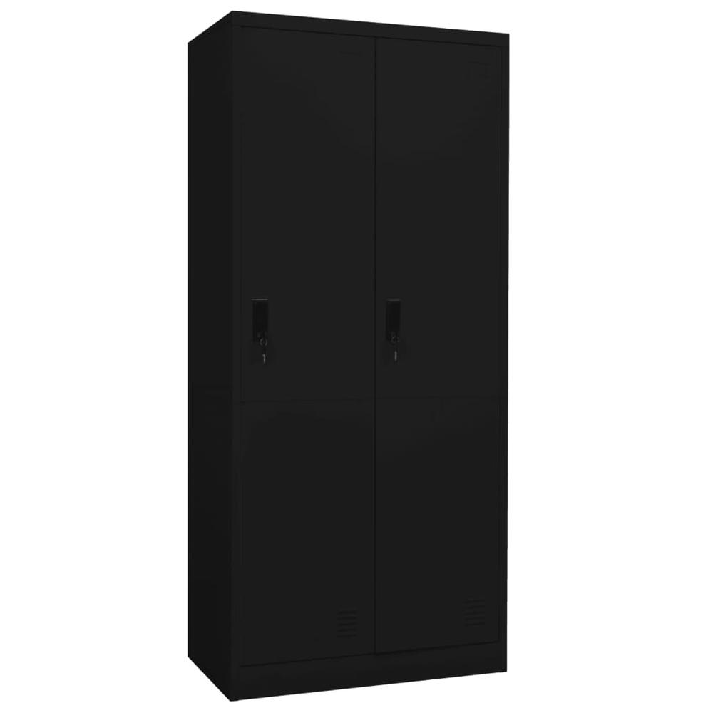 vidaXL Wardrobe Black 31.5"x19.7"x70.9" Steel. Picture 1