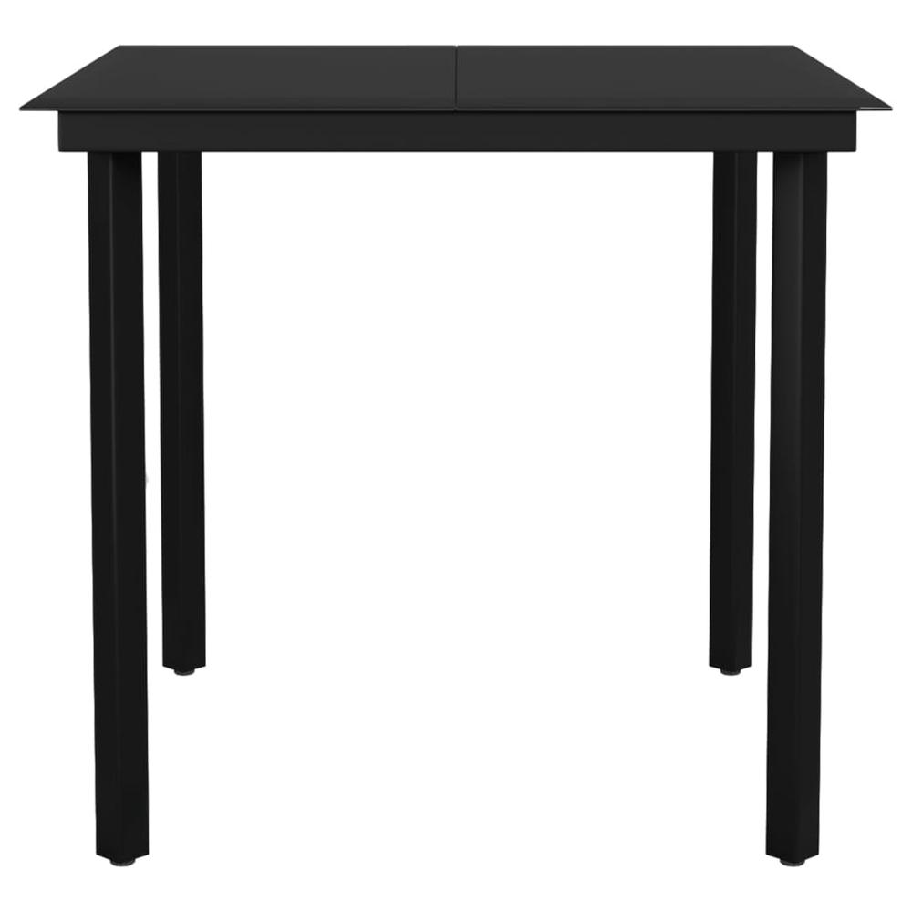 vidaXL Patio Dining Table Black 31.5"x31.5"x29.1" Steel and Glass, 318746. Picture 3