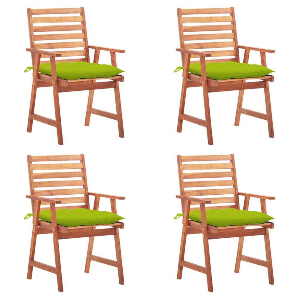 vidaXL Patio Dining Chairs 4 pcs with Cushions Solid Acacia Wood, 3078346. Picture 1