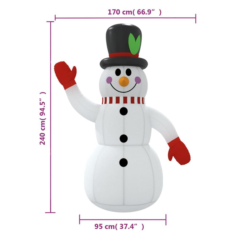 vidaXL Inflatable Snowman with LEDs 94.5". Picture 12