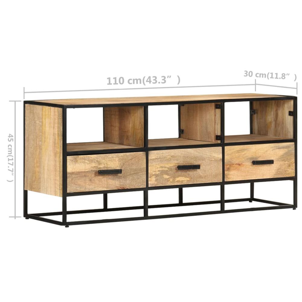 vidaXL TV Cabinet 43.3"x11.8"x17.7" Rough Mango Wood, 327447. Picture 11