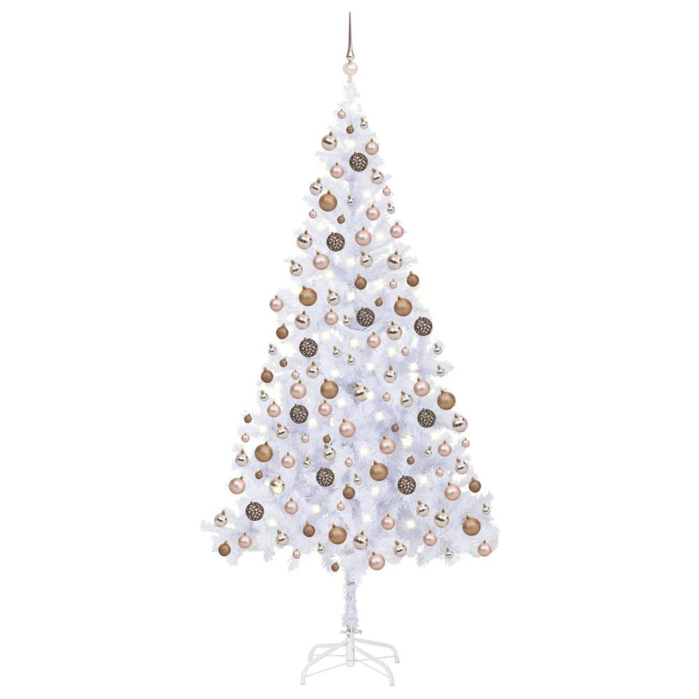 vidaXL Artificial Christmas Tree with LEDs&Ball Set 82.7" 910 Branches, 3077581. Picture 1