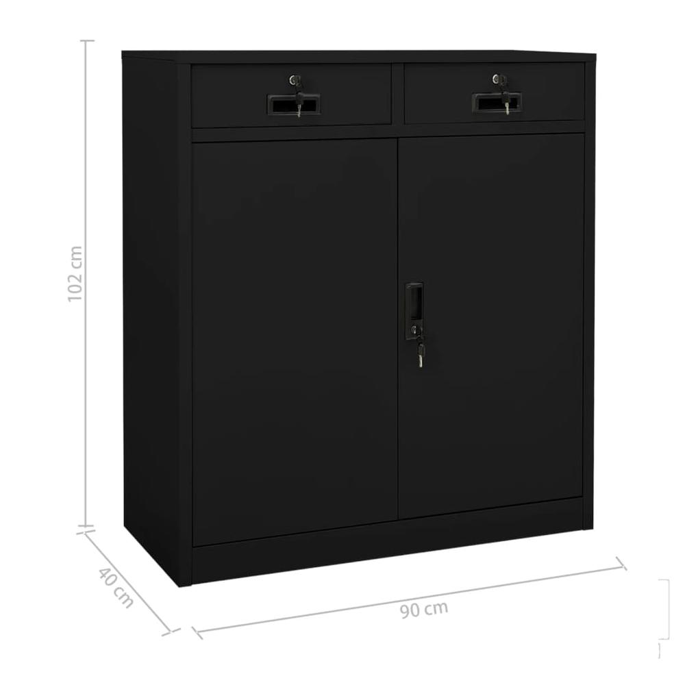 vidaXL Office Cabinet Black 35.4"x15.7"x40.2" Steel, 336411. Picture 11