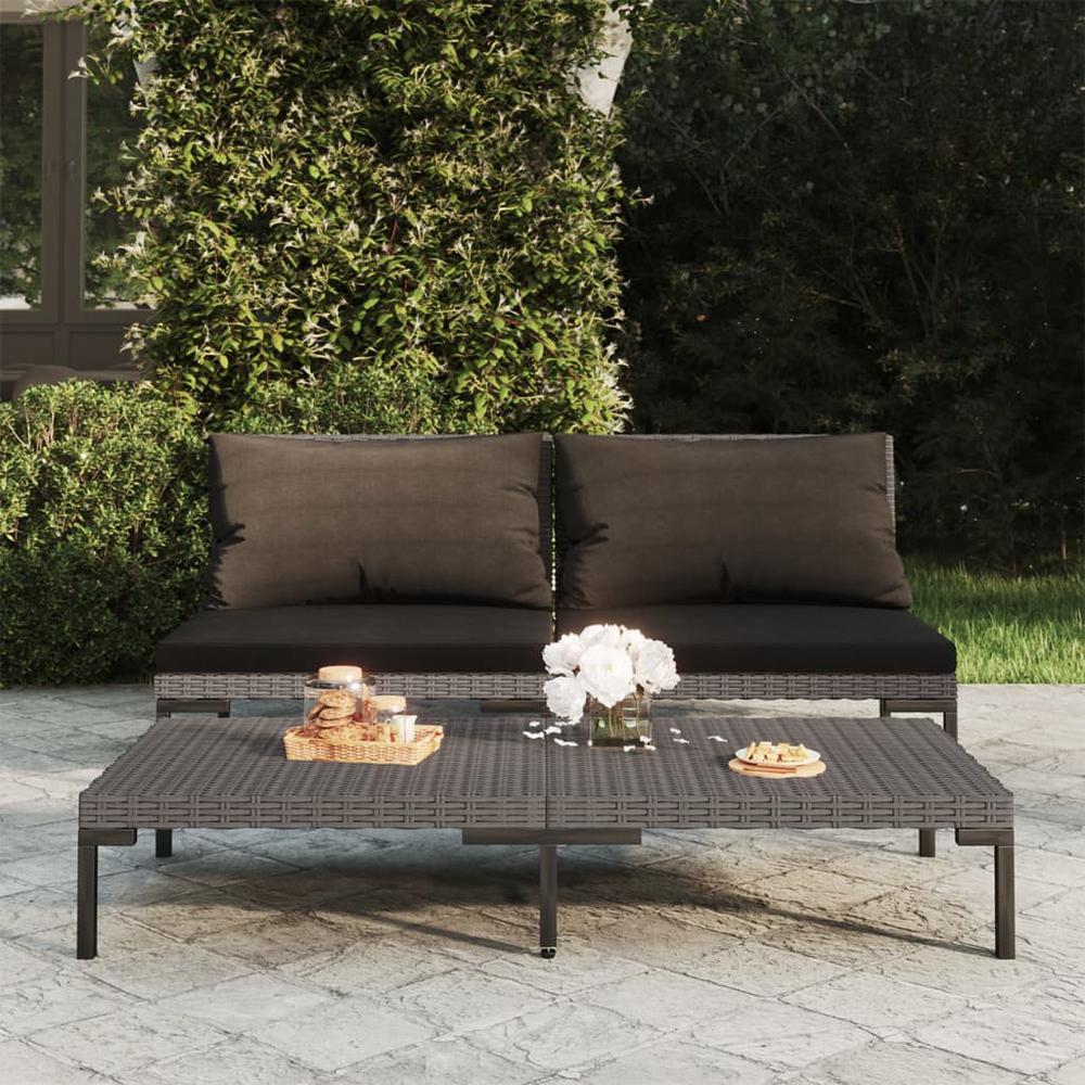 vidaXL Patio Sofas 2pcs with Cushions Half Round Poly Rattan, 318602. Picture 1