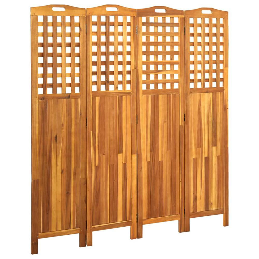 vidaXL 4-Panel Room Divider 63.4"x0.8"x66.9" Solid Acacia Wood. Picture 1