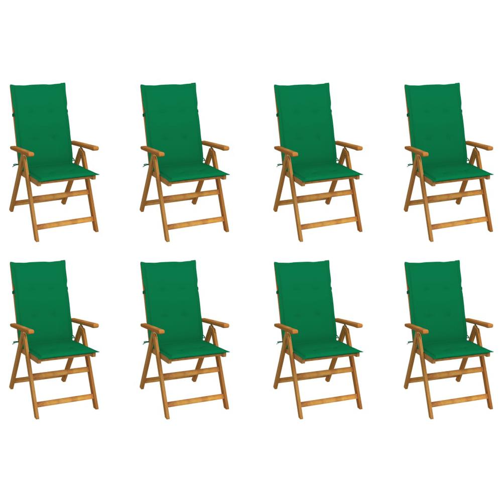 vidaXL Folding Patio Chairs with Cushions 8 pcs Solid Acacia Wood, 3075059. Picture 1