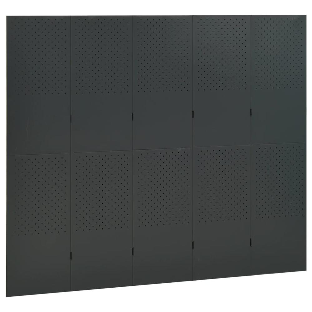 vidaXL 5-Panel Room Divider Anthracite 78.7"x70.9" Steel. Picture 3