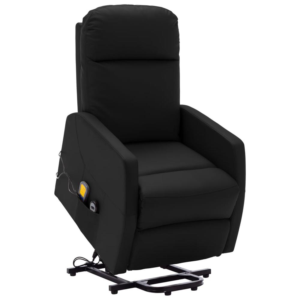 vidaXL Stand-up Massage Recliner Black Faux Leather, 321373. Picture 1