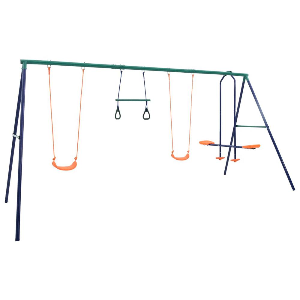 vidaXL Swing Set with Gymnastic Rings and 4 Seats Steel, 92315. Picture 1