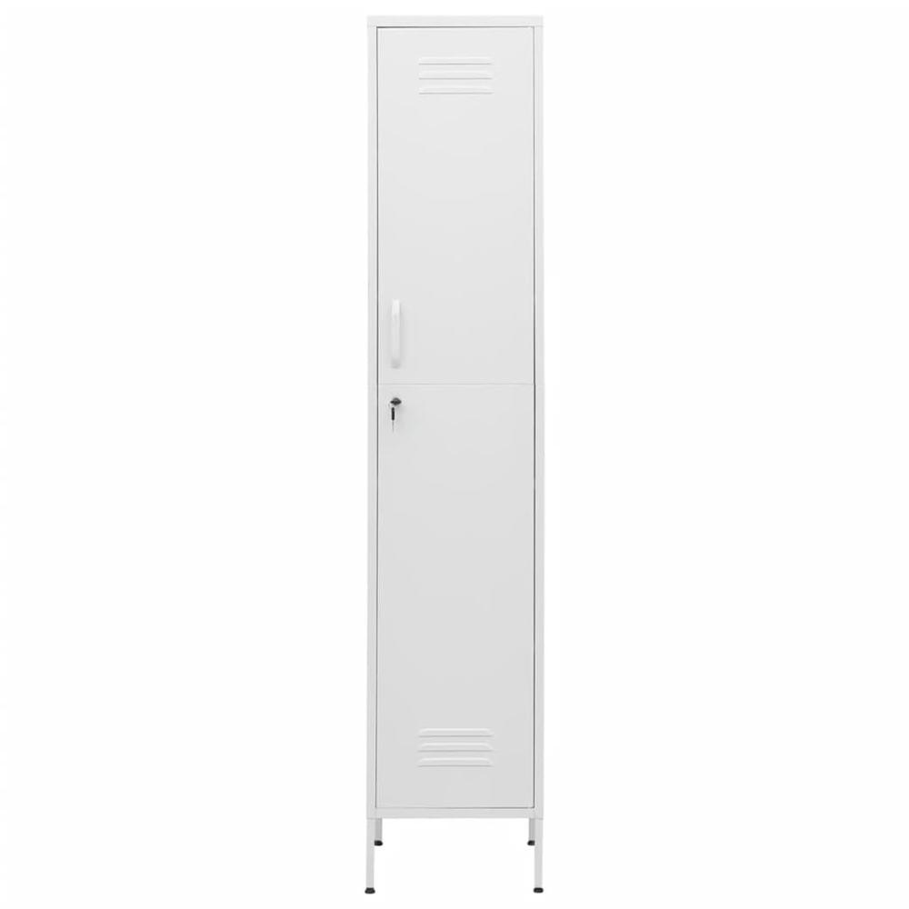 vidaXL Locker Cabinet White 13.8"x18.1"x70.9" Steel. Picture 3