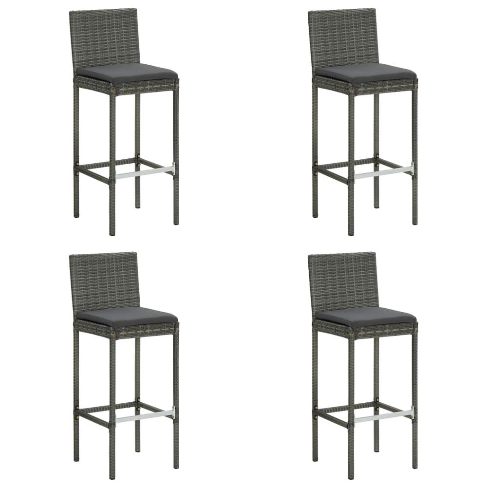 vidaXL 5 Piece Patio Bar Set with Cushions Gray, 3064884. Picture 3