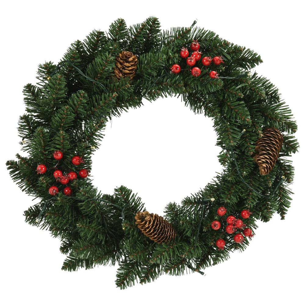 vidaXL Christmas Wreaths 2 pcs with Decoration Green 17.7". Picture 3
