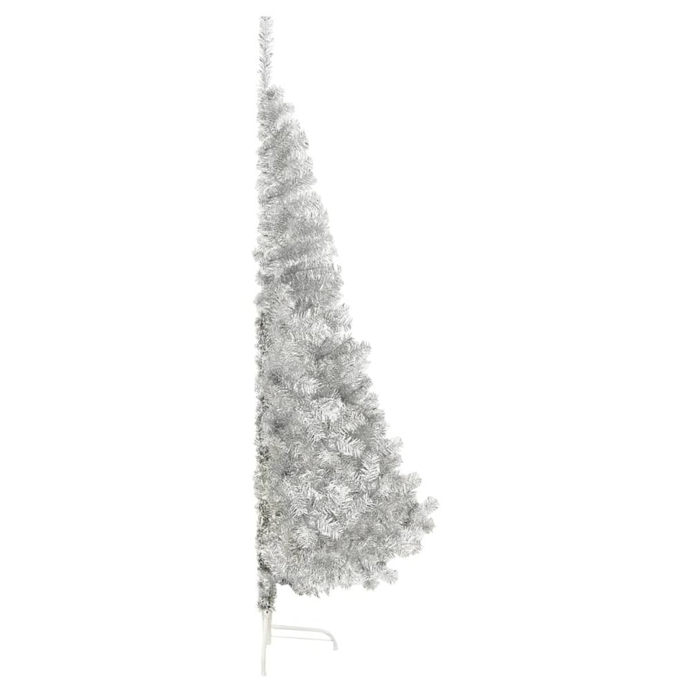 vidaXL Artificial Half Christmas Tree with Stand Silver 94.5" PVC. Picture 4
