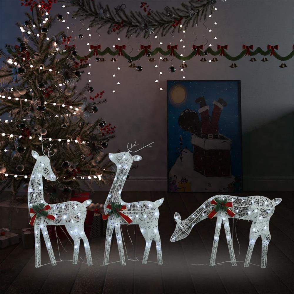 vidaXL Christmas Reindeer Family 106.3"x2.8"x35.4" White Cold White Mesh. Picture 1