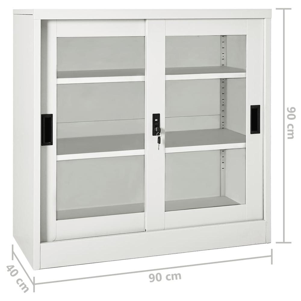 vidaXL Sliding Door Cabinet with Planter Box Light Gray Steel, 3095266. Picture 11