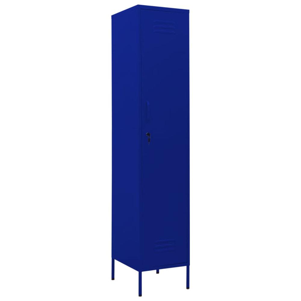 vidaXL Locker Cabinet Navy Blue 13.8"x18.1"x70.9" Steel. Picture 2