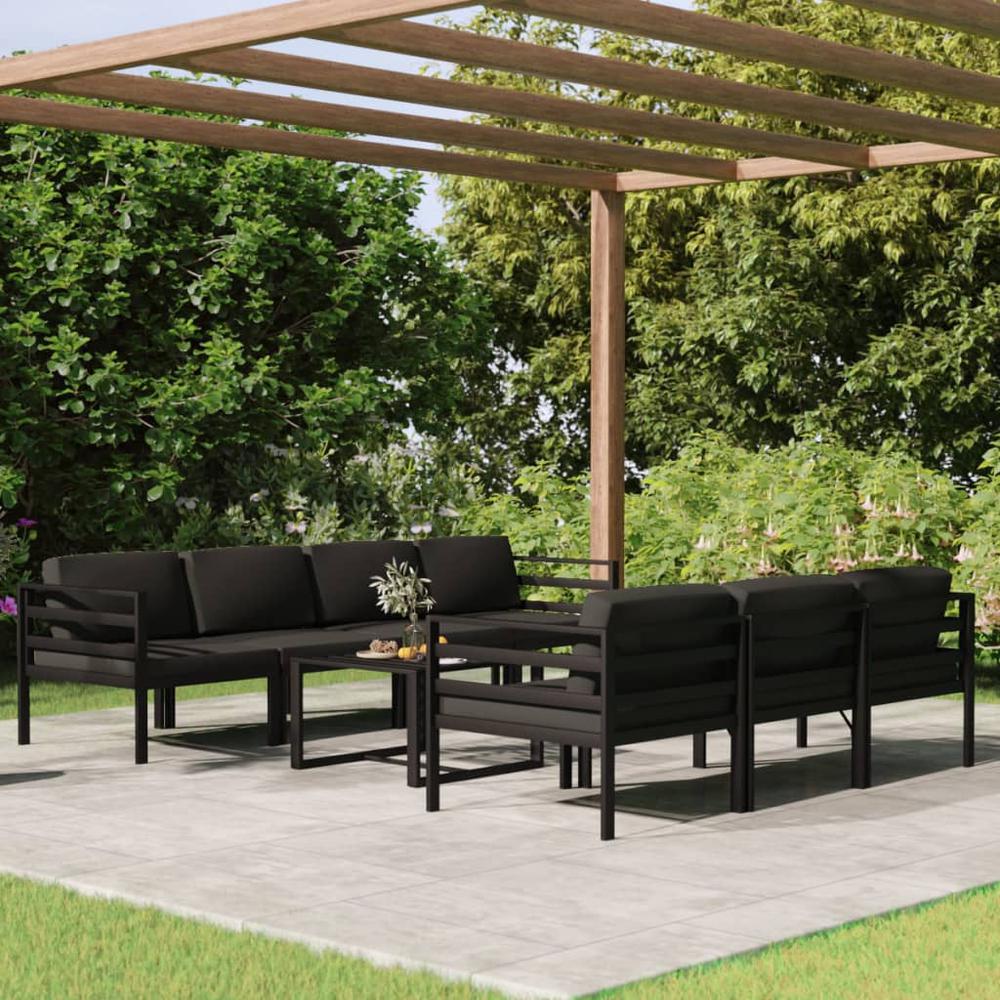 vidaXL 8 Piece Patio Lounge Set with Cushions Aluminum Anthracite, 3107806. Picture 1