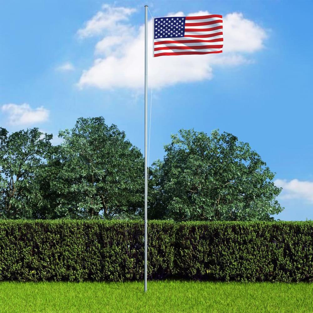 vidaXL US Flag and Pole Aluminum 13.1'. Picture 1