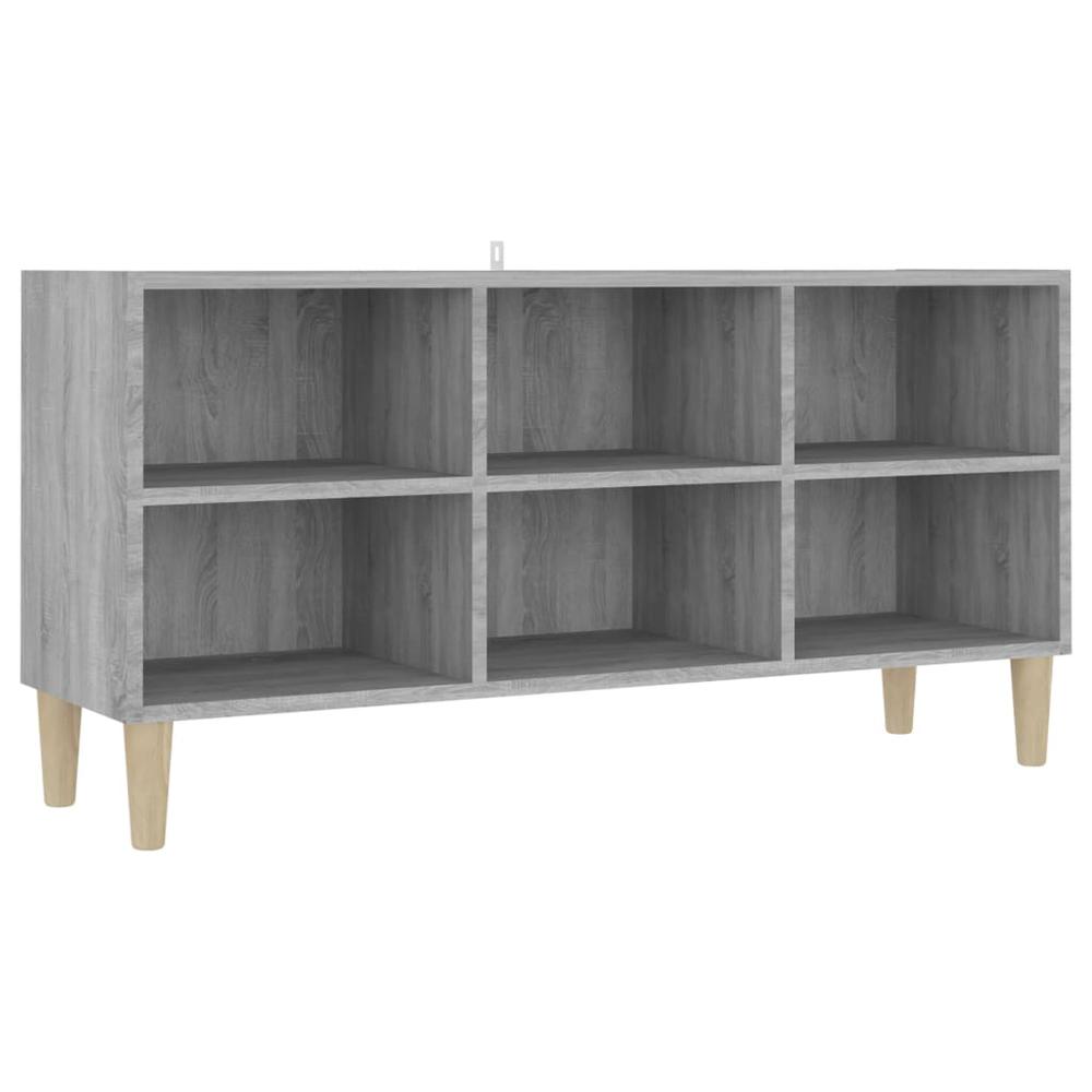 vidaXL TV Cabinet with Solid Wood Legs Gray Sonoma 40.7"x11.8"x19.7". Picture 2