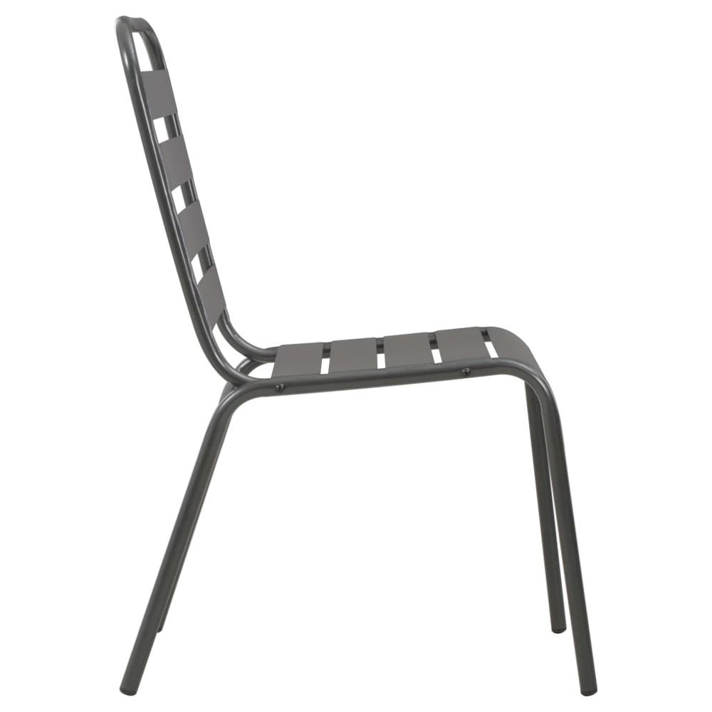 vidaXL Stackable Outdoor Chairs 2 pcs Steel Gray, 44257. Picture 4